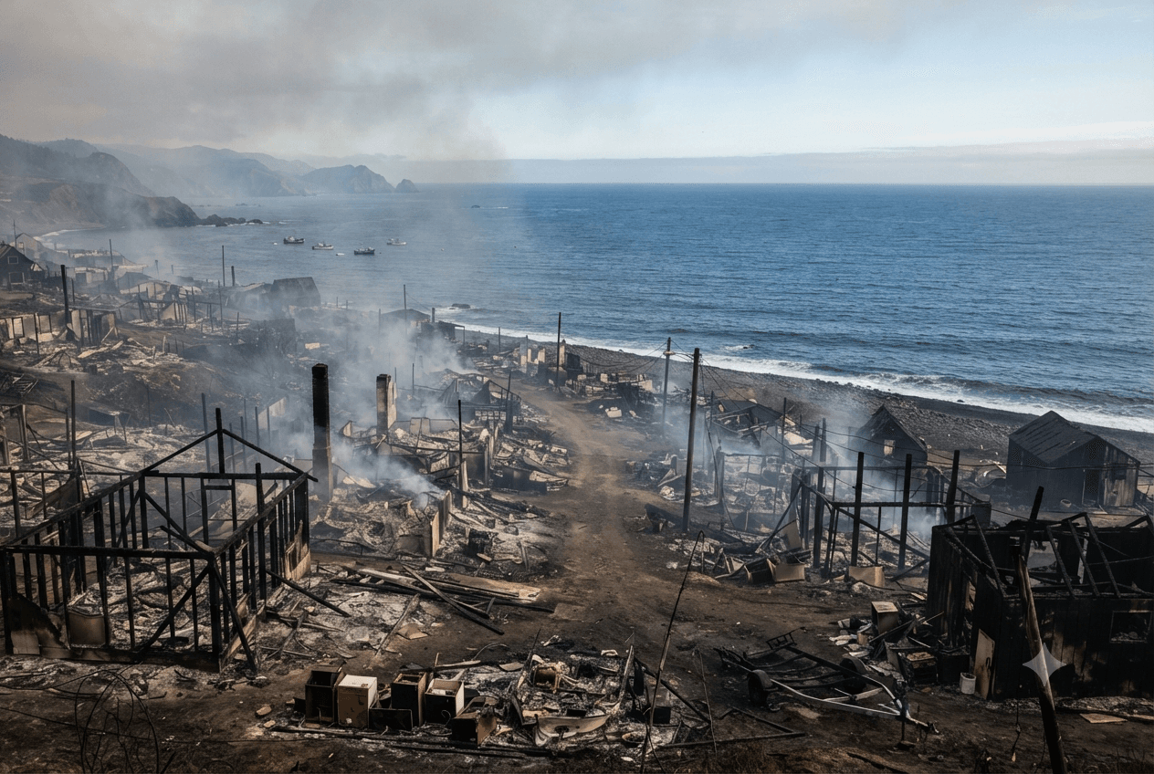 Coastal Village Devastated In Chile: Three Confirmed Dead As Wildfires Consume Residential Waterfront Properties Coastal Village Devastated In Chile: Three Confirmed Dead As Wildfires Consume Residential Waterfront Properties