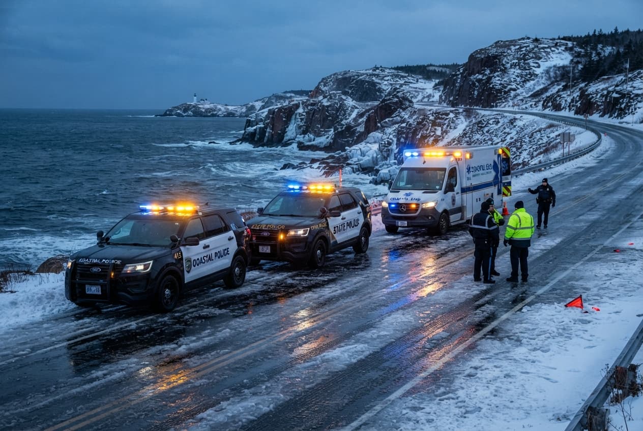 Bornholm, Denmark: Fatal Solo Vehicle Crash on Icy Coastal Road Plunges Driver Into Steep Embankment Bornholm, Denmark: Fatal Solo Vehicle Crash on Icy Coastal Road Plunges Driver Into Steep Embankment