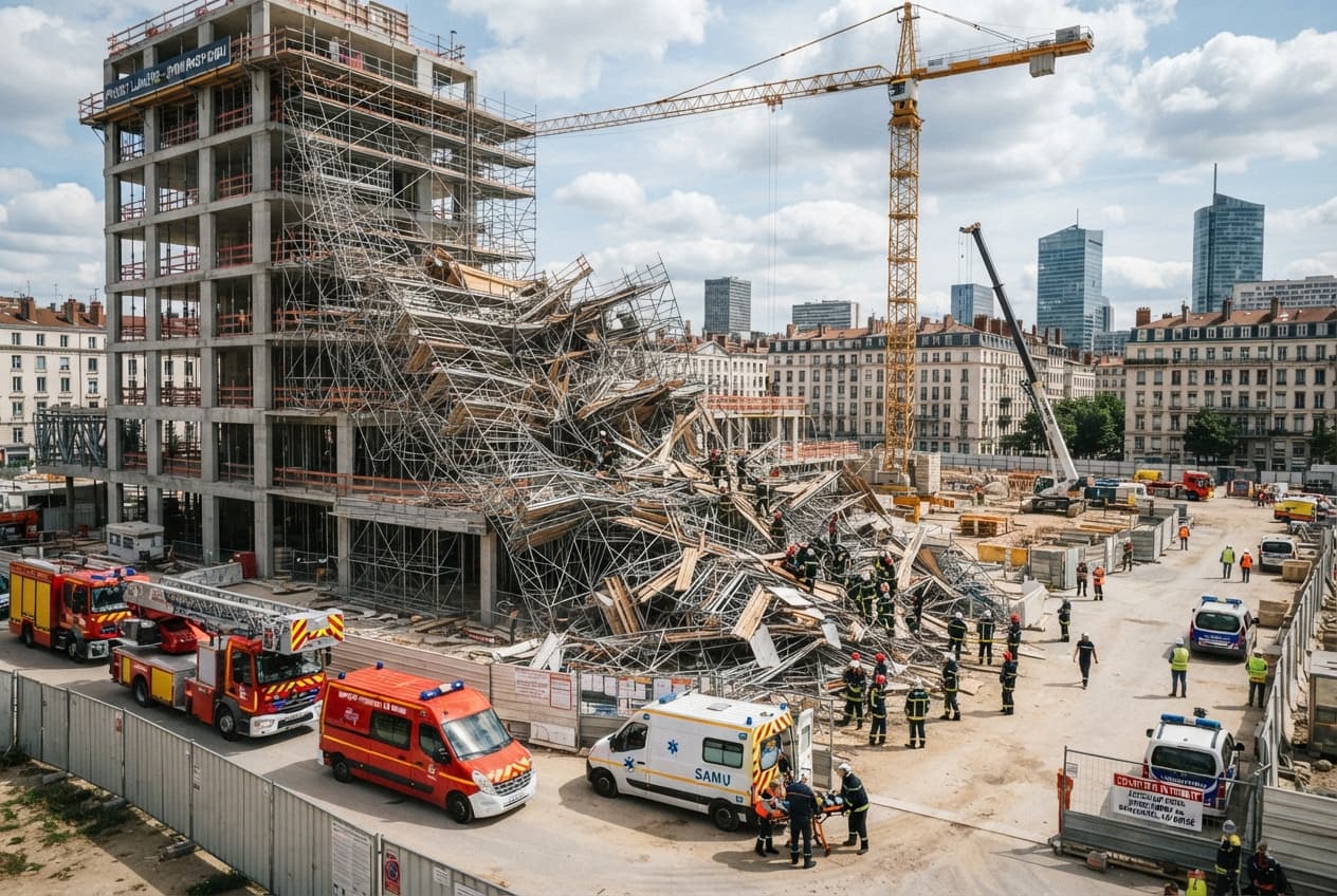 Lyon Construction Tragedy: Two Workers Killed in Sudden Scaffolding Platform Collapse Lyon Construction Tragedy: Two Workers Killed in Sudden Scaffolding Platform Collapse