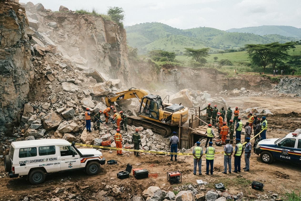 Collapsed Quarry Wall Instability Crushes Heavy Excavator: Driver Killed in Western Kenya Collapsed Quarry Wall Instability Crushes Heavy Excavator: Driver Killed in Western Kenya