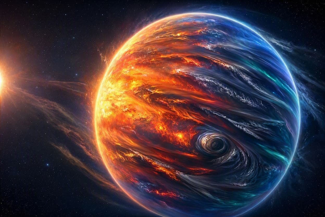Mapping the Storms: Webb’s 3D View of an Ultra-Hot Jupiter Mapping the Storms: Webb’s 3D View of an Ultra-Hot Jupiter