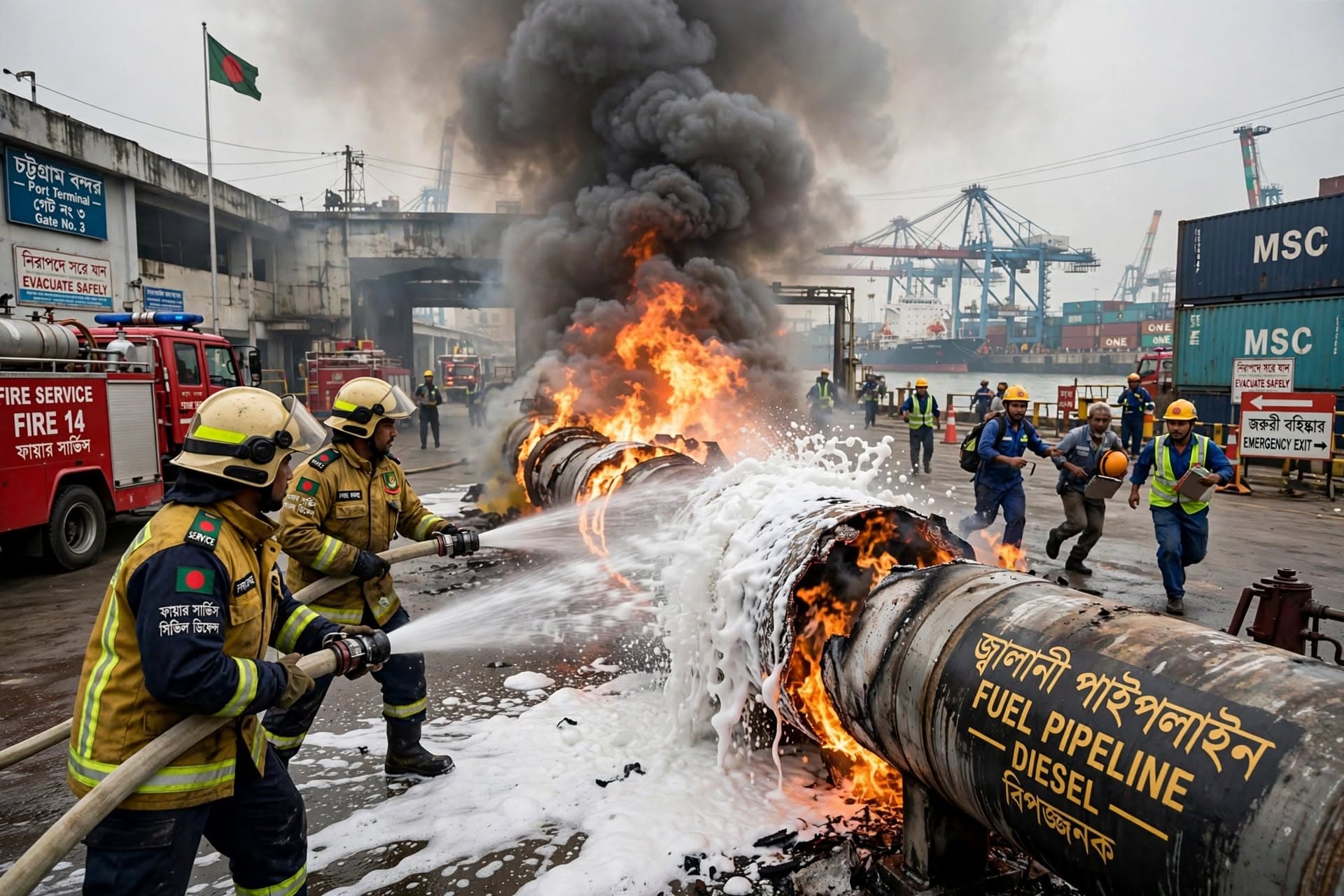 Cargo Ship Slams Into Bangladesh Fuel Pier, Explosion Triggers Fire, Port Operations Suspended After Blast Cargo Ship Slams Into Bangladesh Fuel Pier, Explosion Triggers Fire, Port Operations Suspended After Blast