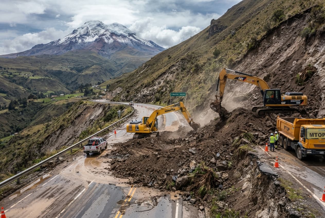 Destructive Landslide Triggered by Heavy Rains: Chimborazo Mountain Slopes Collapsed Over Vital Rural Roads Destructive Landslide Triggered by Heavy Rains: Chimborazo Mountain Slopes Collapsed Over Vital Rural Roads