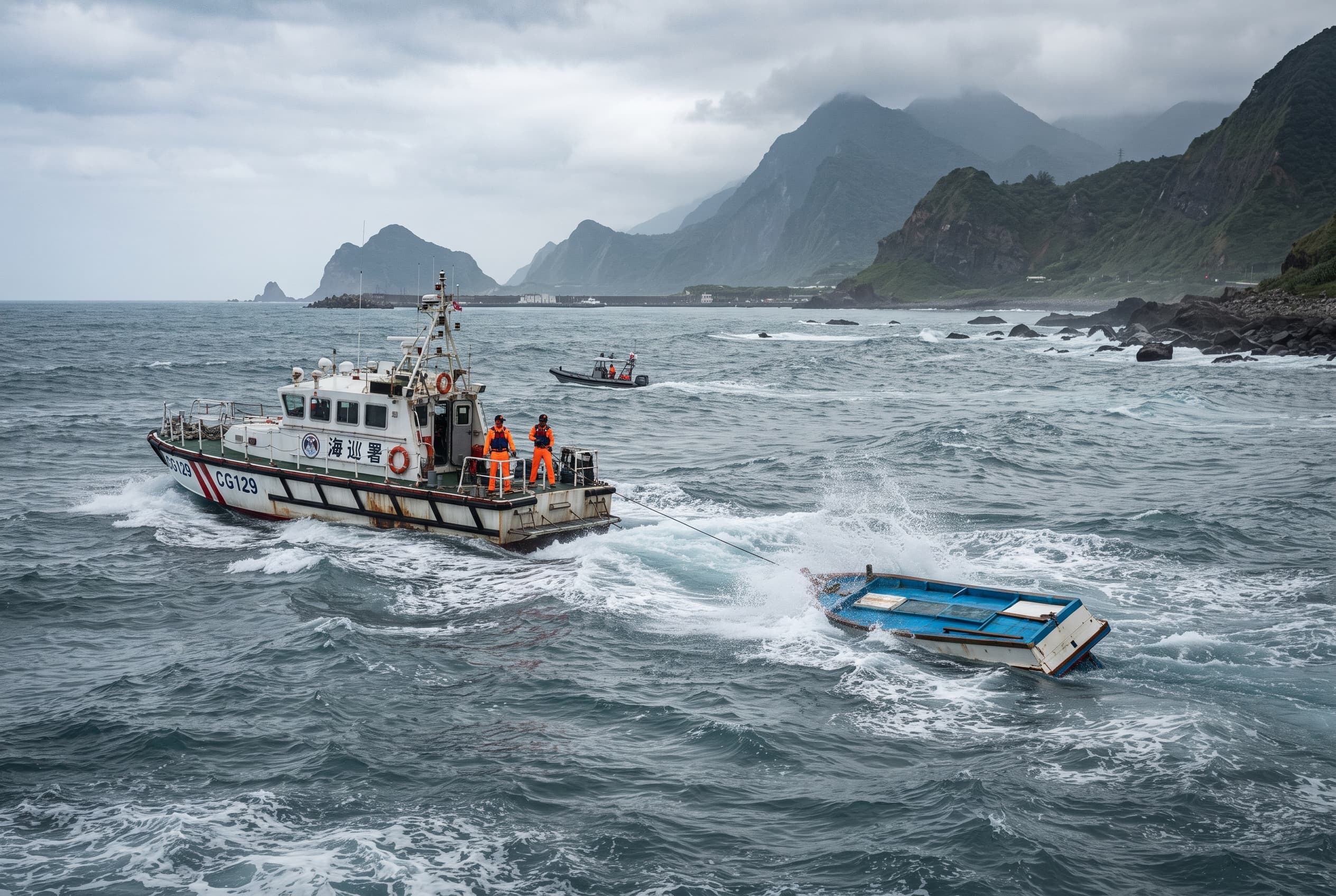 Sudden Rogue Wave Capsizes Coastal Fishing Boat off Yilan Coast, Drowning Three Fishermen Sudden Rogue Wave Capsizes Coastal Fishing Boat off Yilan Coast, Drowning Three Fishermen