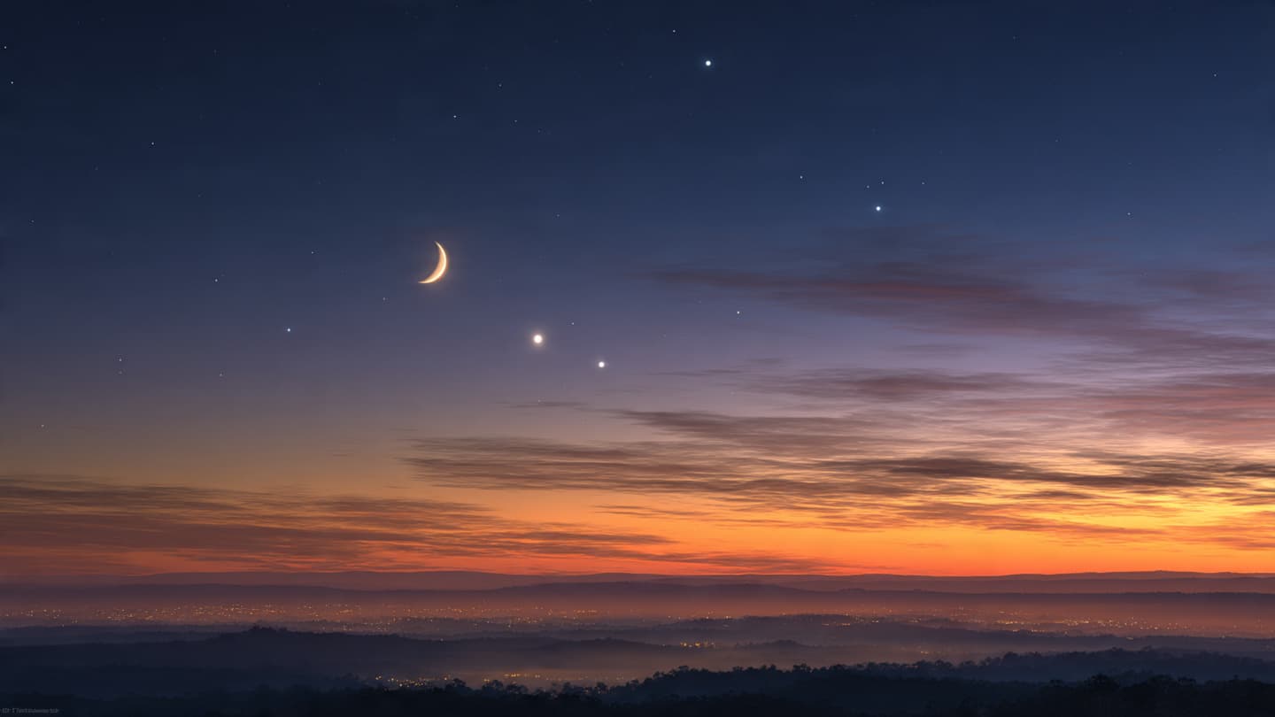The Dawn Sky Prepares a Brief Celestial Gathering The Dawn Sky Prepares a Brief Celestial Gathering