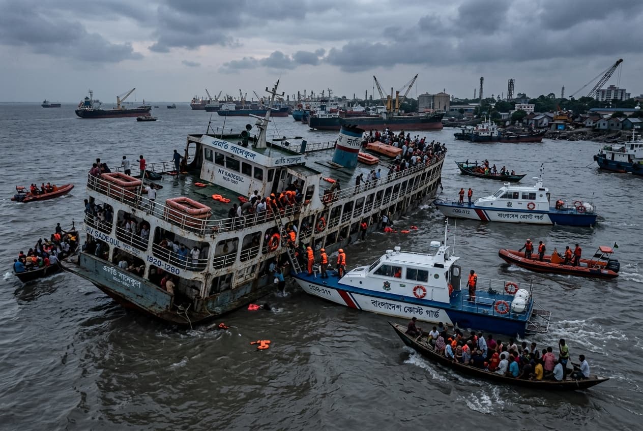 Maritime Disaster Off Chittagong: Overcrowded Ferry Capsizes Near Coastal Port, Search Underway Maritime Disaster Off Chittagong: Overcrowded Ferry Capsizes Near Coastal Port, Search Underway