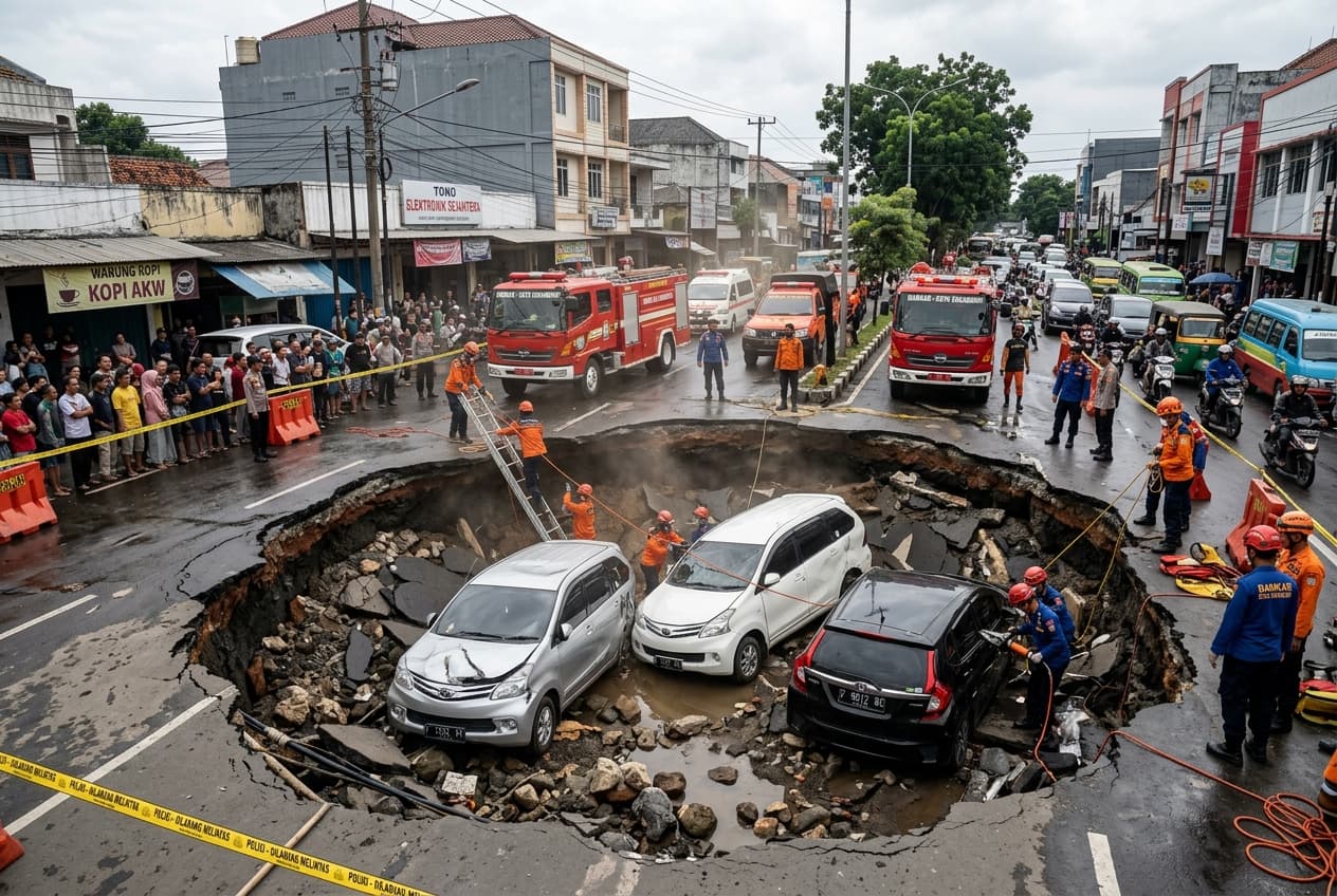 Brazil Urban Collapse: Extreme Rain Causes Massive Sinkhole, Trapping Vehicles and Injuring Passengers Brazil Urban Collapse: Extreme Rain Causes Massive Sinkhole, Trapping Vehicles and Injuring Passengers
