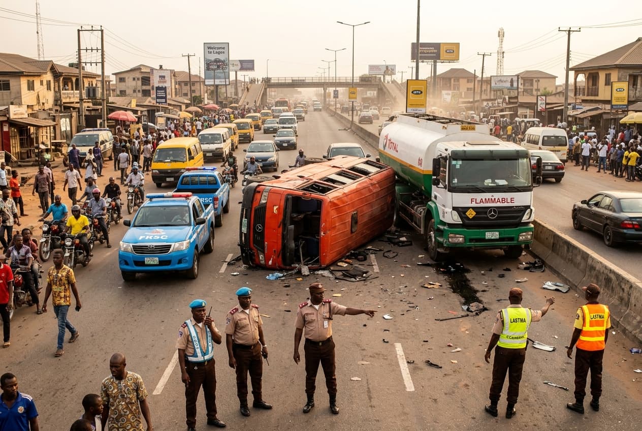 One Dead in Lagos Ikorodu Tanker Collision: Two Injured After Bus Hit, Lanes Blocked for Hours One Dead in Lagos Ikorodu Tanker Collision: Two Injured After Bus Hit, Lanes Blocked for Hours