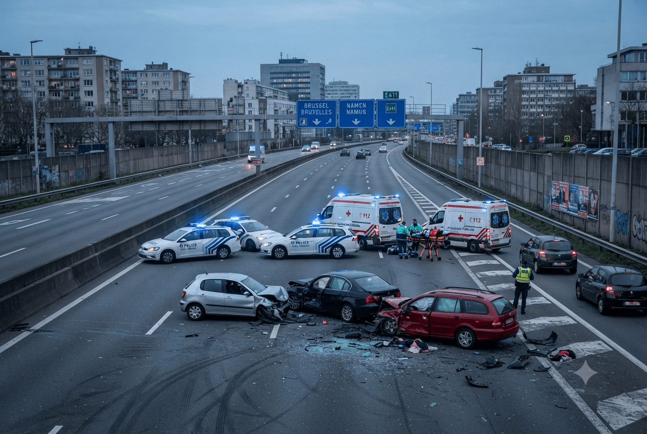 Fatal Brussels Motorway Crash Claims Two Lives: Multi-Vehicle Pileup Paralyzes E411 Route Fatal Brussels Motorway Crash Claims Two Lives: Multi-Vehicle Pileup Paralyzes E411 Route