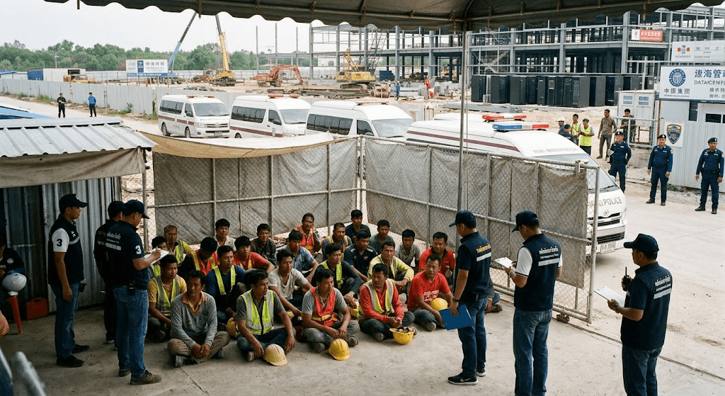 Immigration Crackdown: 24 Illegal Workers Arrested at Chinese Data Centre Site in Rayong Immigration Crackdown: 24 Illegal Workers Arrested at Chinese Data Centre Site in Rayong