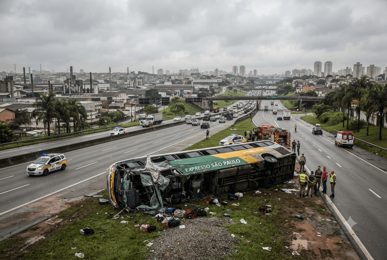 Sao Paulo Bus Tragedy: Overturned Interstate Passenger Vehicle Results in Eight Fatalities Overnight Sao Paulo Bus Tragedy: Overturned Interstate Passenger Vehicle Results in Eight Fatalities Overnight