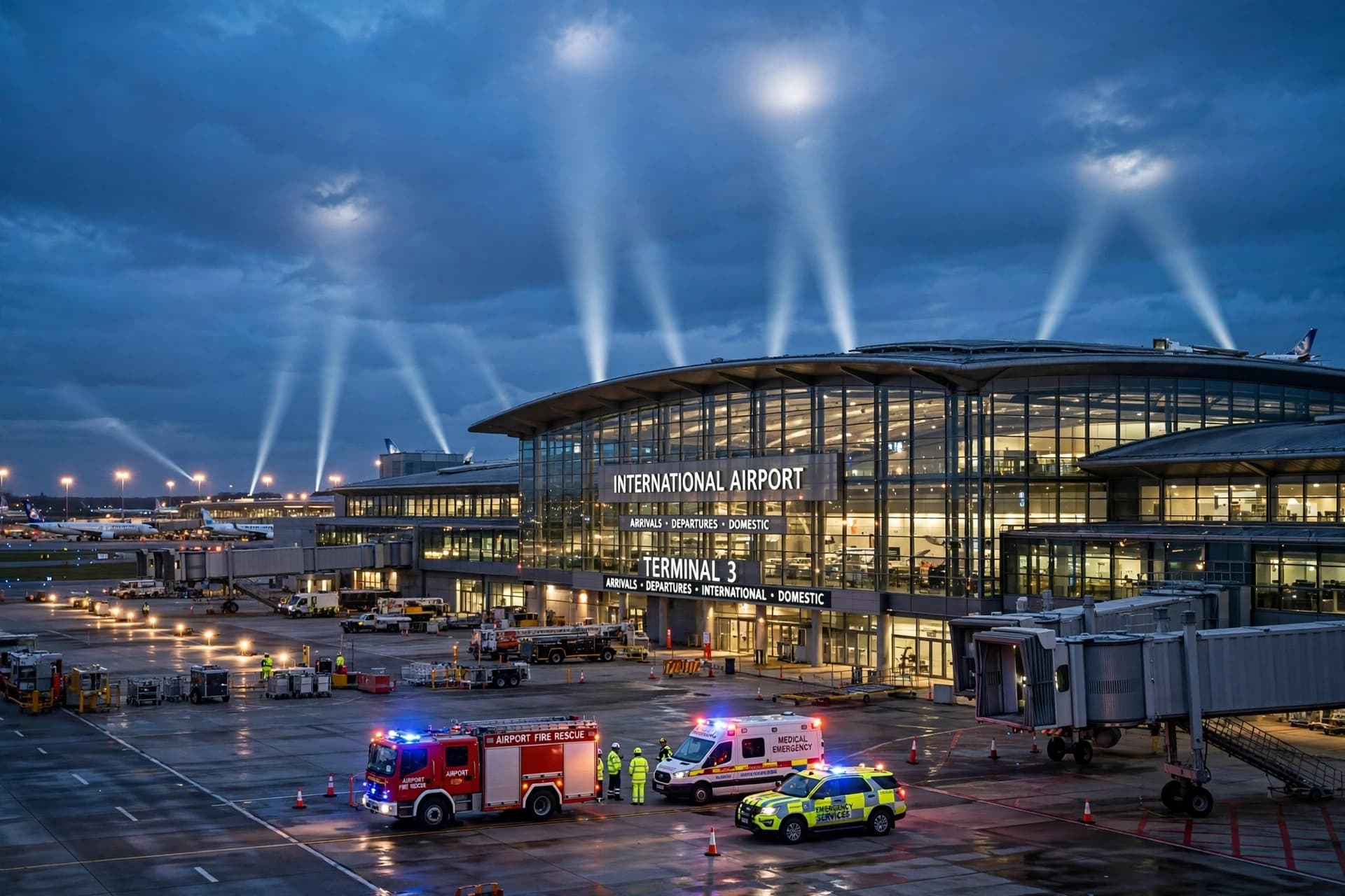 An Airport's Ordinary Rhythm, Broken by the Sound of Explosions An Airport's Ordinary Rhythm, Broken by the Sound of Explosions