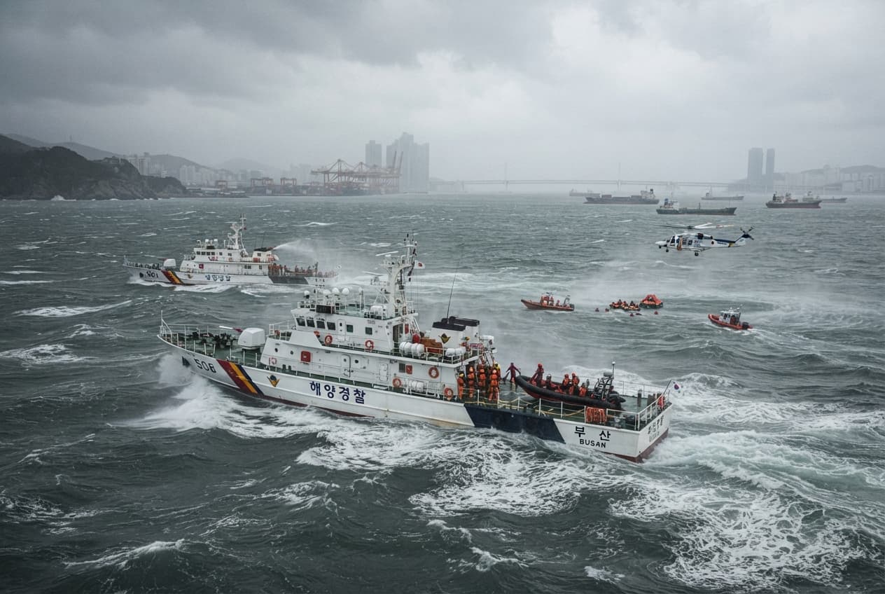Maritime Disaster off Busan: Coast Guard Scours Waters After Tugboat Overturns With Eight Crew Members Maritime Disaster off Busan: Coast Guard Scours Waters After Tugboat Overturns With Eight Crew Members