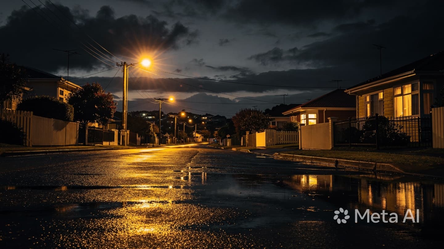 Between the Concrete Paths and the Unfolding Storm, A Night of Sudden and Liquid Change Between the Concrete Paths and the Unfolding Storm, A Night of Sudden and Liquid Change
