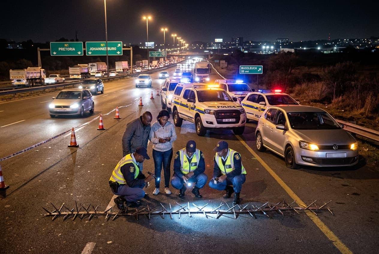 Armed Gang Uses Spikes On N1 Highway, Shoots Driver During Failed Robbery In South Africa Armed Gang Uses Spikes On N1 Highway, Shoots Driver During Failed Robbery In South Africa