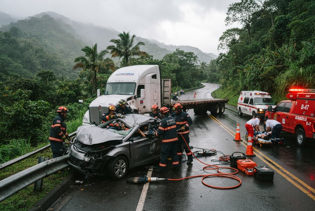 Tractor-Trailer and Car Pileup on Ruta 27: Major Highway Corridor Paralyzed After Heavy Crash Tractor-Trailer and Car Pileup on Ruta 27: Major Highway Corridor Paralyzed After Heavy Crash