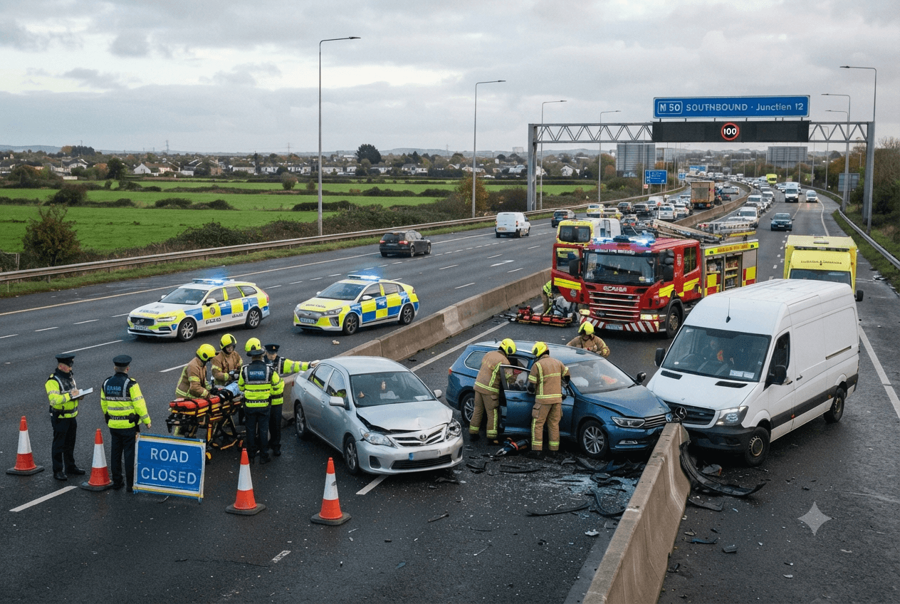 Dublin Multi-Vehicle Collision: M50 Motorway Crash Leaves Two Dead and Paralyzes Traffic Dublin Multi-Vehicle Collision: M50 Motorway Crash Leaves Two Dead and Paralyzes Traffic