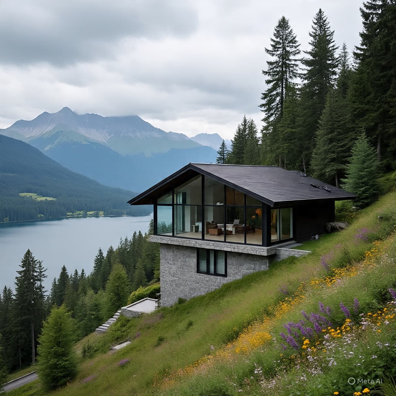 Above the Lake and Beneath the Hills, A House Appears and Disappears Again Above the Lake and Beneath the Hills, A House Appears and Disappears Again
