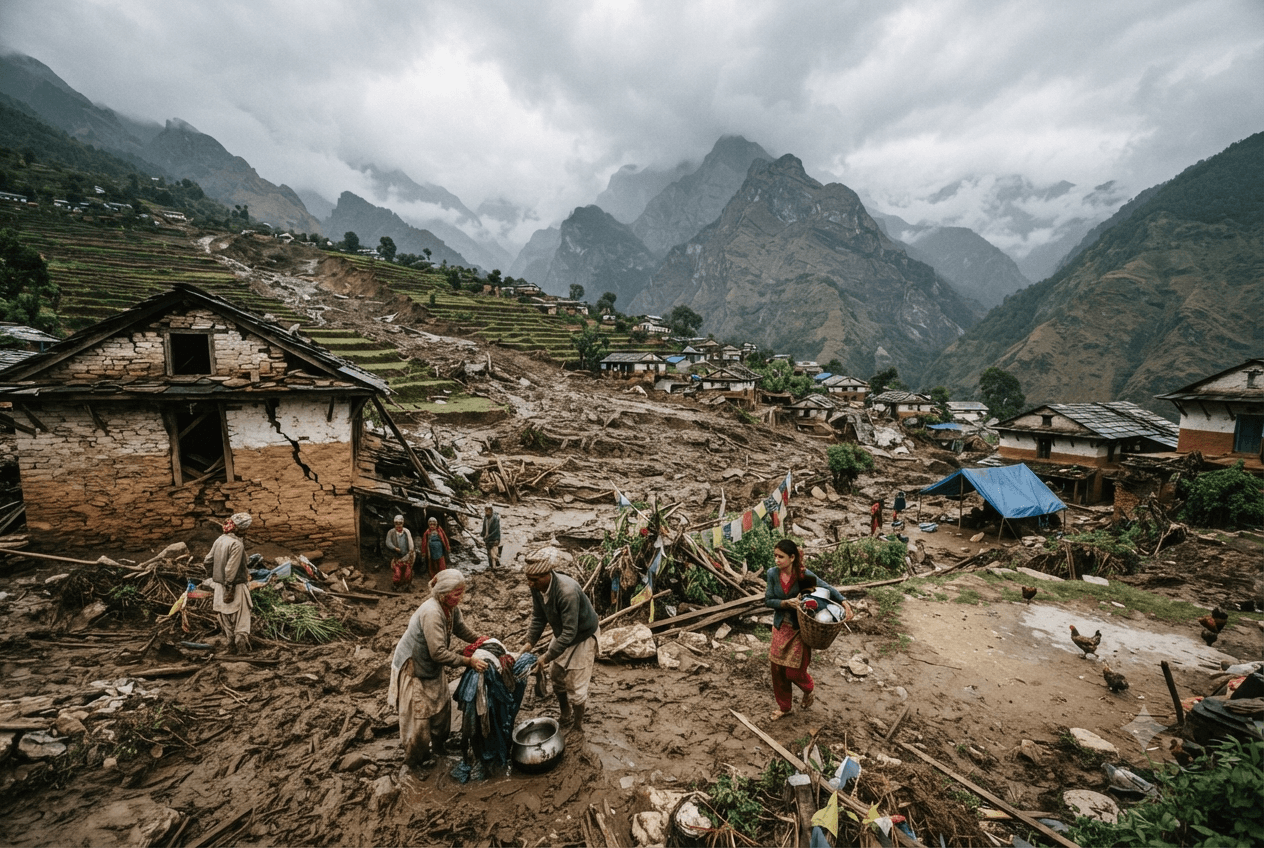 Massive Mudslide In Nepal: Eight People Injured As Rescue Teams Assess Damage To Village Massive Mudslide In Nepal: Eight People Injured As Rescue Teams Assess Damage To Village