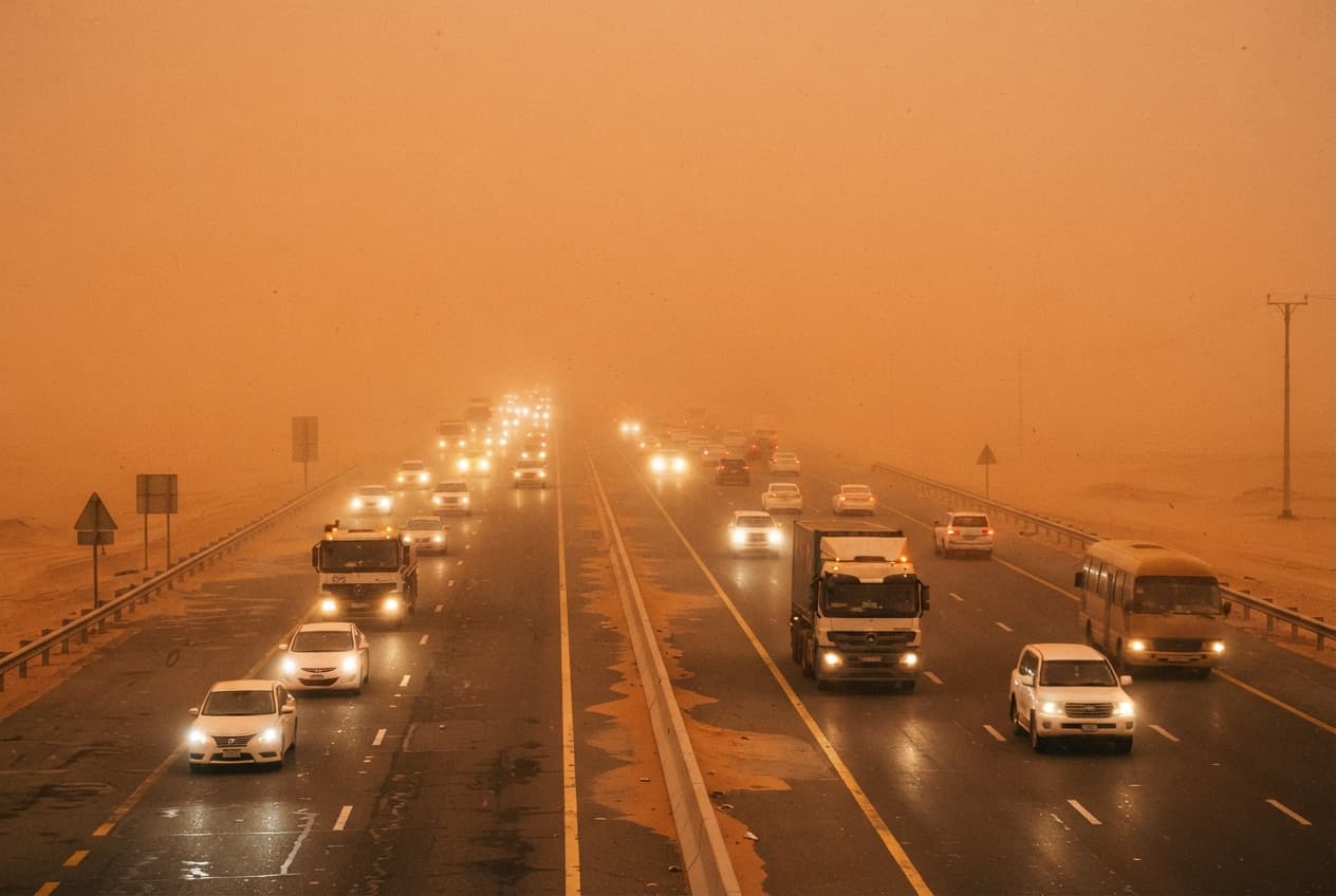 Dust Storm Crash Kills Two: Low Visibility Triggers Multi-Vehicle Pile-Up on Abu Dhabi Highway Dust Storm Crash Kills Two: Low Visibility Triggers Multi-Vehicle Pile-Up on Abu Dhabi Highway