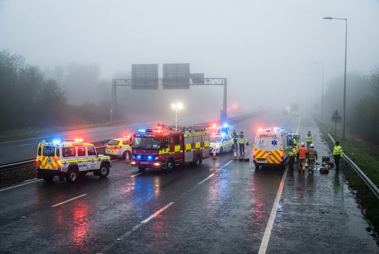 Multi-Vehicle Collision on M7 Motorway: Heavy Morning Fog Leaves Three Dead Multi-Vehicle Collision on M7 Motorway: Heavy Morning Fog Leaves Three Dead