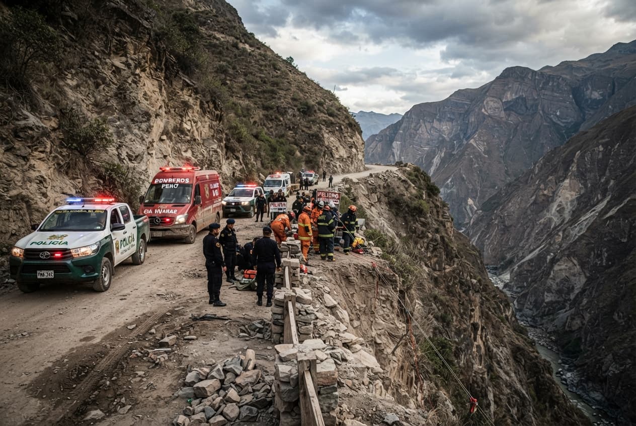 High Altitude Road Carnage: Tourist Minibus Plunges Off Cliffside Road, Dozens Injured High Altitude Road Carnage: Tourist Minibus Plunges Off Cliffside Road, Dozens Injured