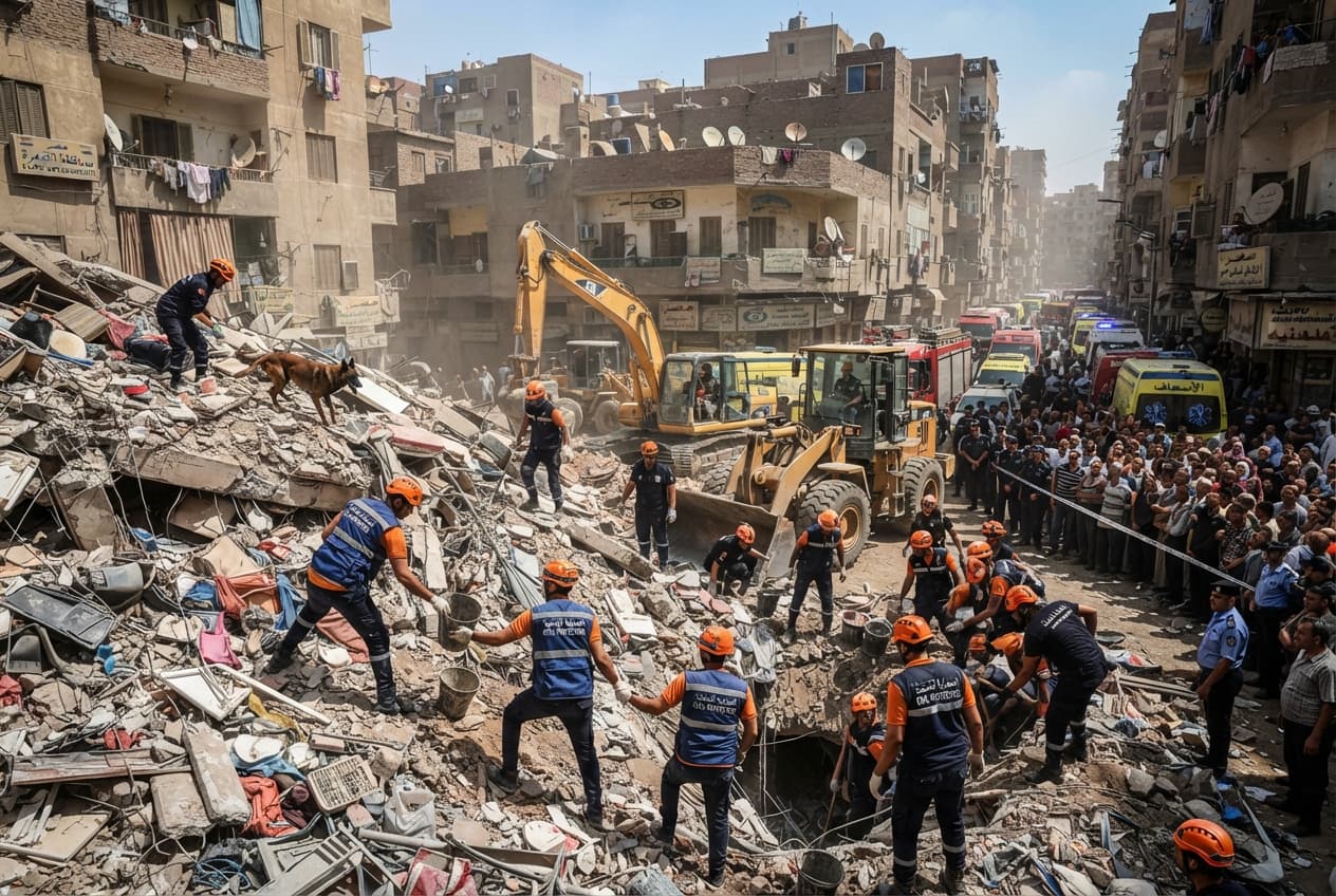 Slum Disaster Strikes: Cairo Building Collapse Claims Five Lives as Crews Dig Through Rubble Slum Disaster Strikes: Cairo Building Collapse Claims Five Lives as Crews Dig Through Rubble