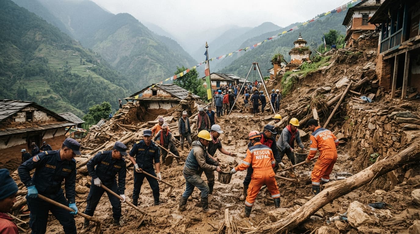 Nepal Village Isolated by Mudslide: Two Elderly Residents Killed During Flash Flood Nepal Village Isolated by Mudslide: Two Elderly Residents Killed During Flash Flood