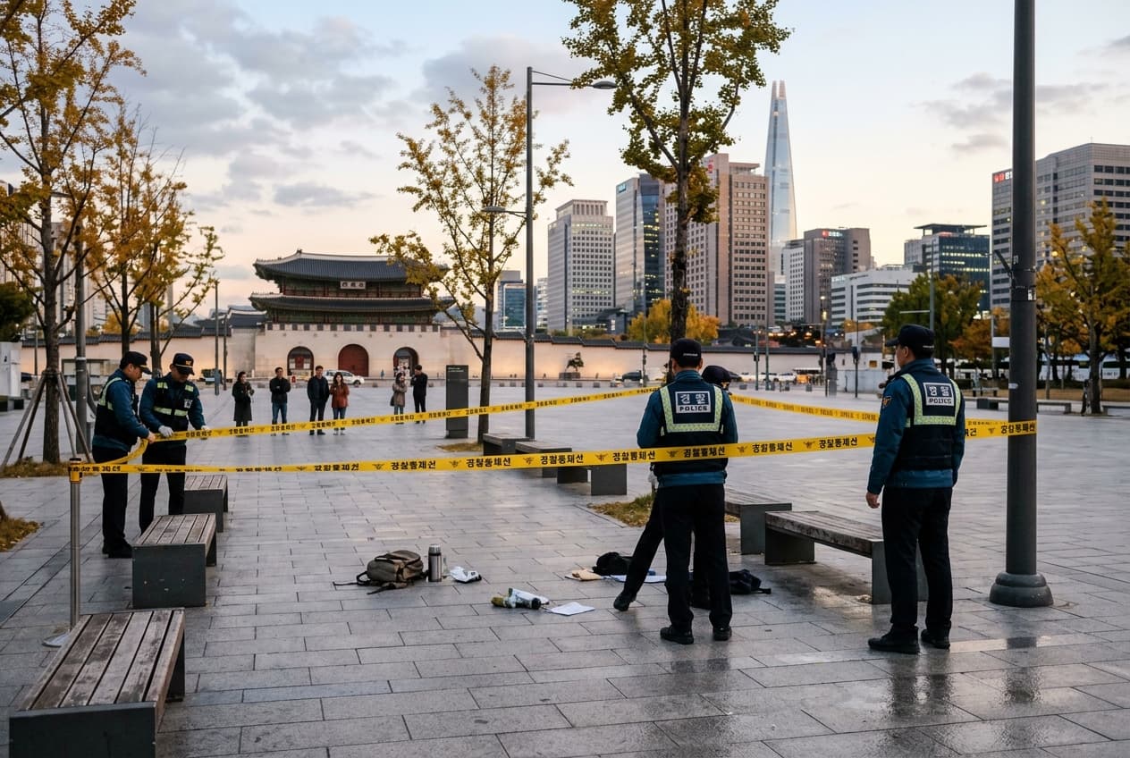 Knife Attack Injures Bystanders At Crowded Seoul Square, Police Detain Suspect, Area Closed Knife Attack Injures Bystanders At Crowded Seoul Square, Police Detain Suspect, Area Closed
