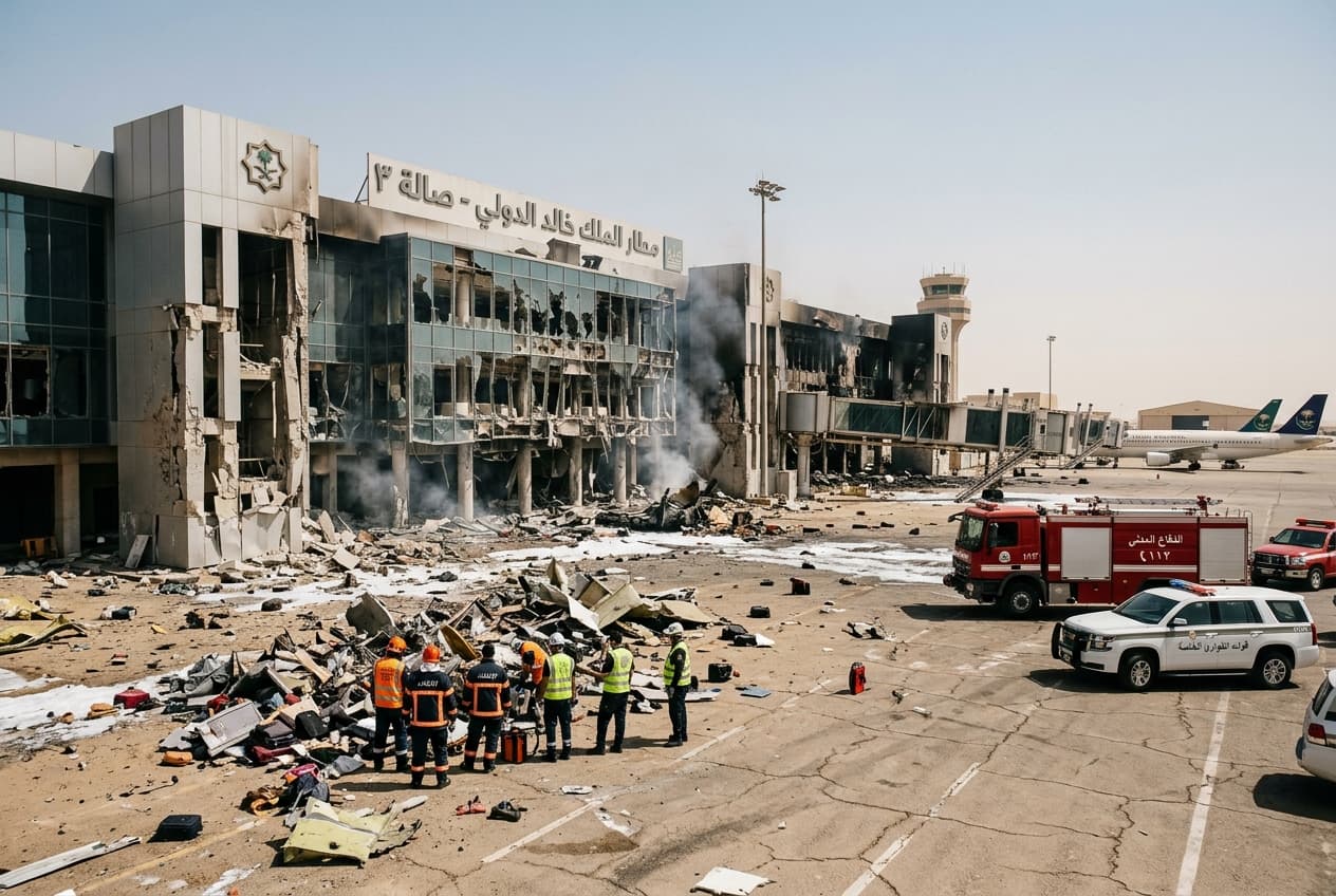 Projectile Hits Saudi Airport Infrastructure: Three Civilians Killed, Thirty-Six Wounded in Cross-Border Attack Projectile Hits Saudi Airport Infrastructure: Three Civilians Killed, Thirty-Six Wounded in Cross-Border Attack