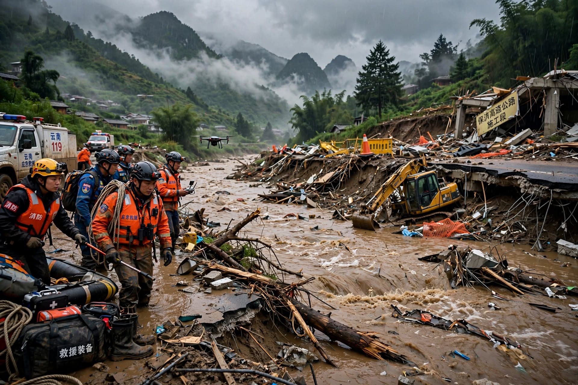 Yunnan Flash Flood Tragedy: Five Road Workers Dead After Sudden Surge Sweeps Away Worksite Yunnan Flash Flood Tragedy: Five Road Workers Dead After Sudden Surge Sweeps Away Worksite