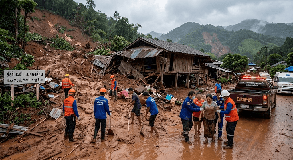 Disastrous Mudslide Crushes Mae Hong Son Home, Leaving 5 Injured After Relentless Flooding Disastrous Mudslide Crushes Mae Hong Son Home, Leaving 5 Injured After Relentless Flooding
