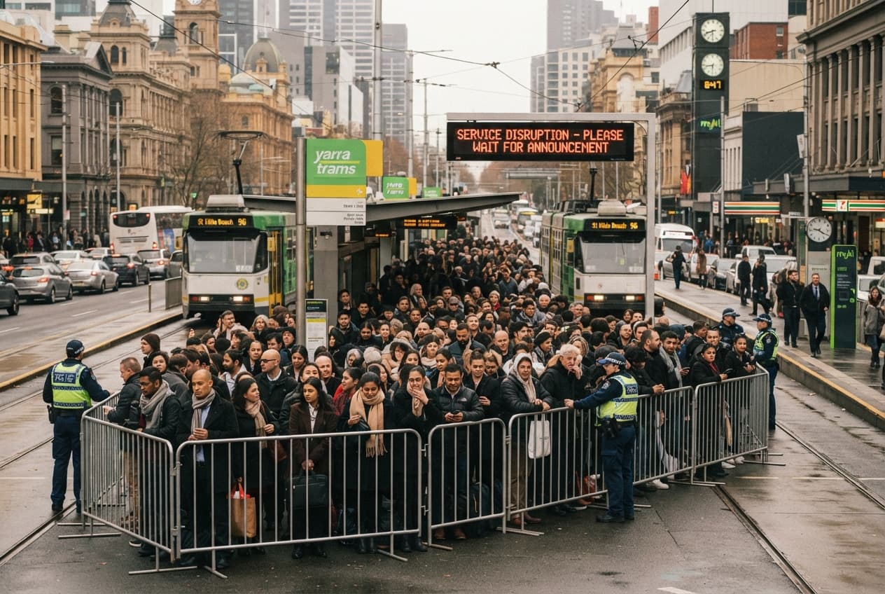 Tram Line Fatality Occurs: Melbourne Emergency Services Respond To Tragic Collision Near Busy Shopping District Tram Line Fatality Occurs: Melbourne Emergency Services Respond To Tragic Collision Near Busy Shopping District