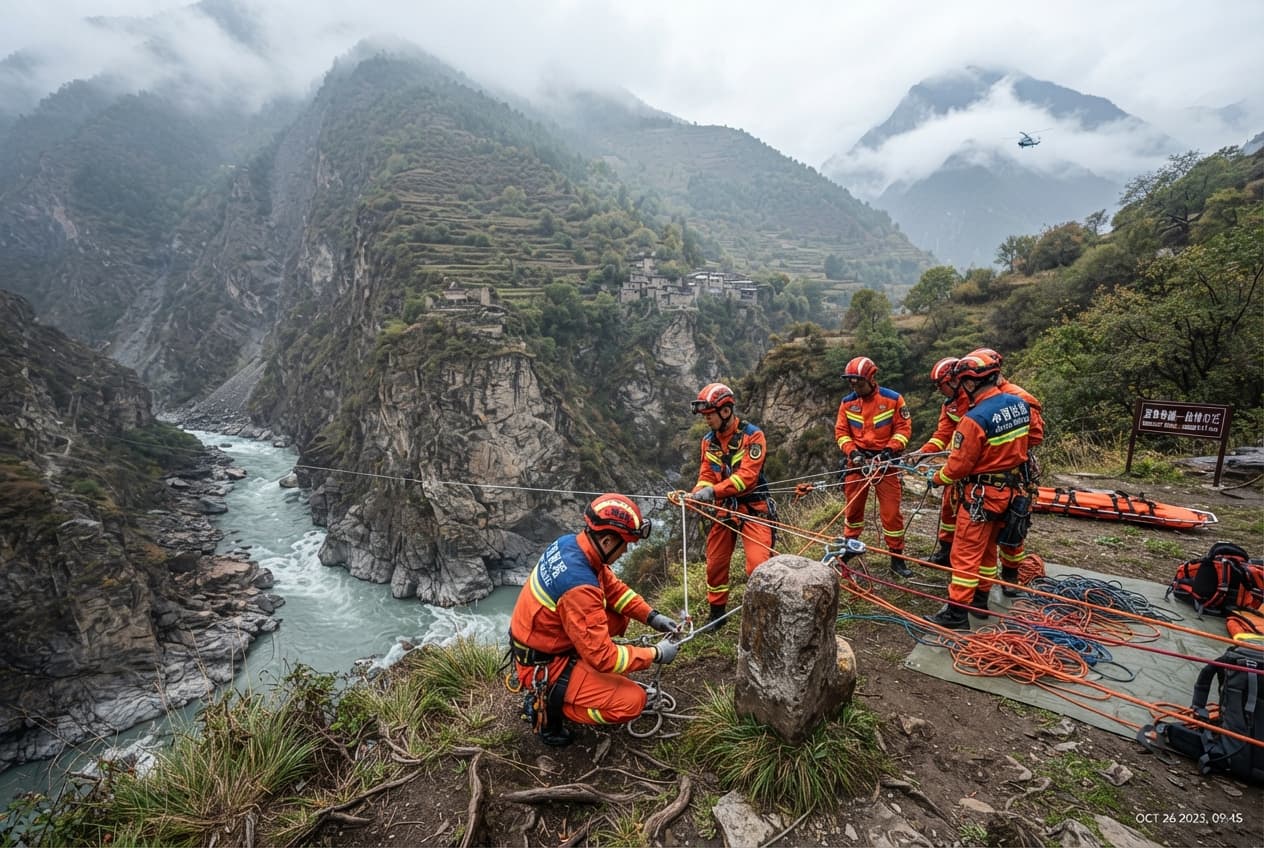 Gorge Fall Tragedy, Sichuan: Bus Plummets Off Dangerous Mountain Pass Roadway and Kills Eleven Passengers Today Gorge Fall Tragedy, Sichuan: Bus Plummets Off Dangerous Mountain Pass Roadway and Kills Eleven Passengers Today