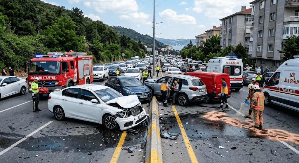 Out-of-Control Car Crosses Lanes, Triggers Multi-Vehicle Crash in Istanbul’s Sarıyer Out-of-Control Car Crosses Lanes, Triggers Multi-Vehicle Crash in Istanbul’s Sarıyer