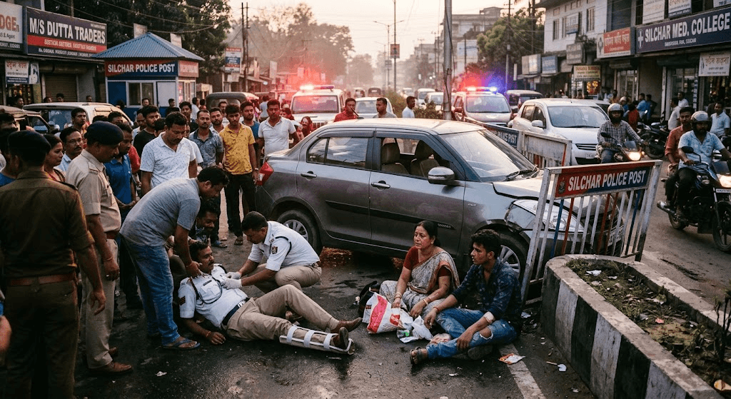 Drunk-Driving Rampage in Silchar: 3 Injured, Including Traffic Policeman Drunk-Driving Rampage in Silchar: 3 Injured, Including Traffic Policeman