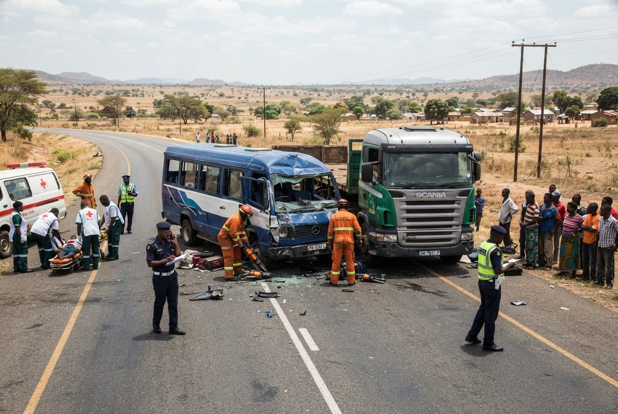 Minibus and Truck Crash in Zambia: Lusaka Head-On Collision Claims Four Lives Minibus and Truck Crash in Zambia: Lusaka Head-On Collision Claims Four Lives