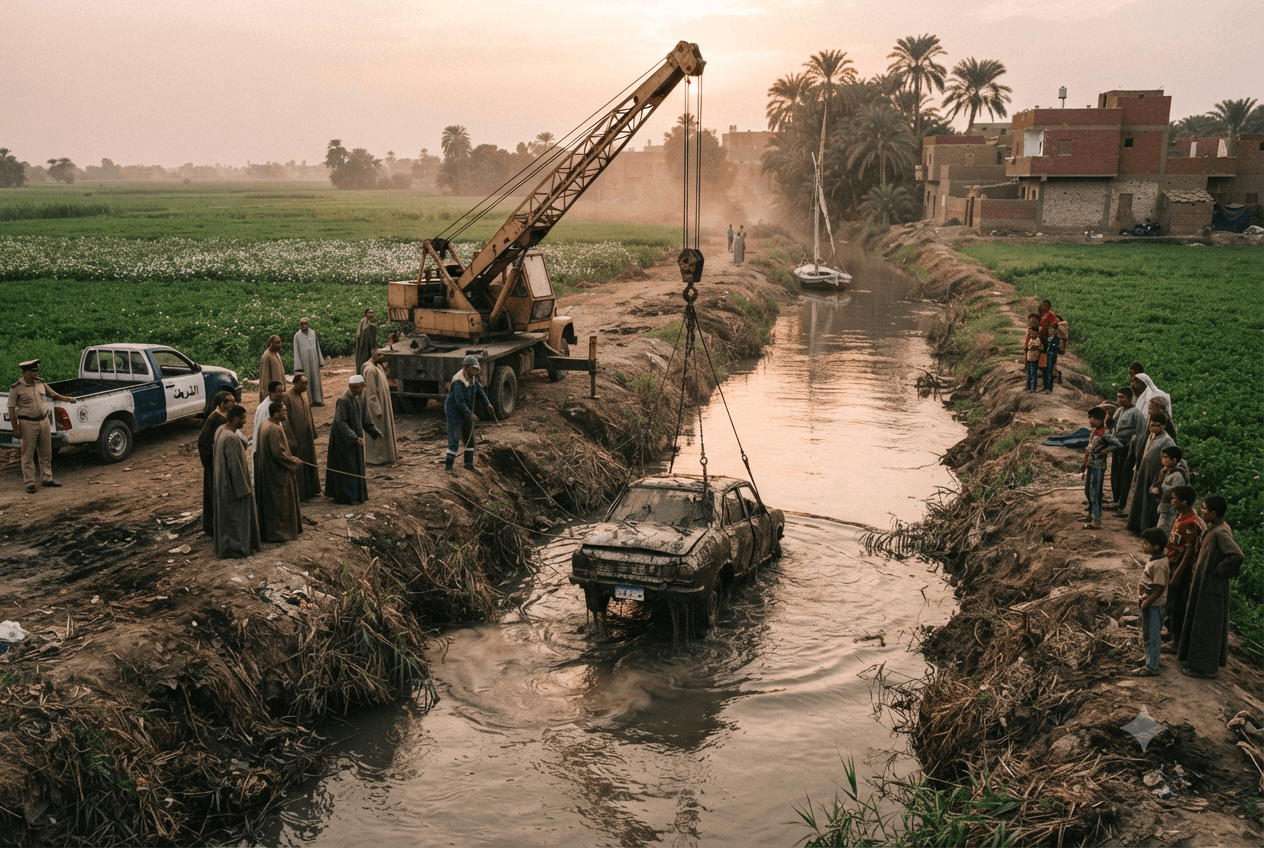 Tragic Canal Accident: Six Family Members Die After Car Plunges Into Water In Beheira Tragic Canal Accident: Six Family Members Die After Car Plunges Into Water In Beheira