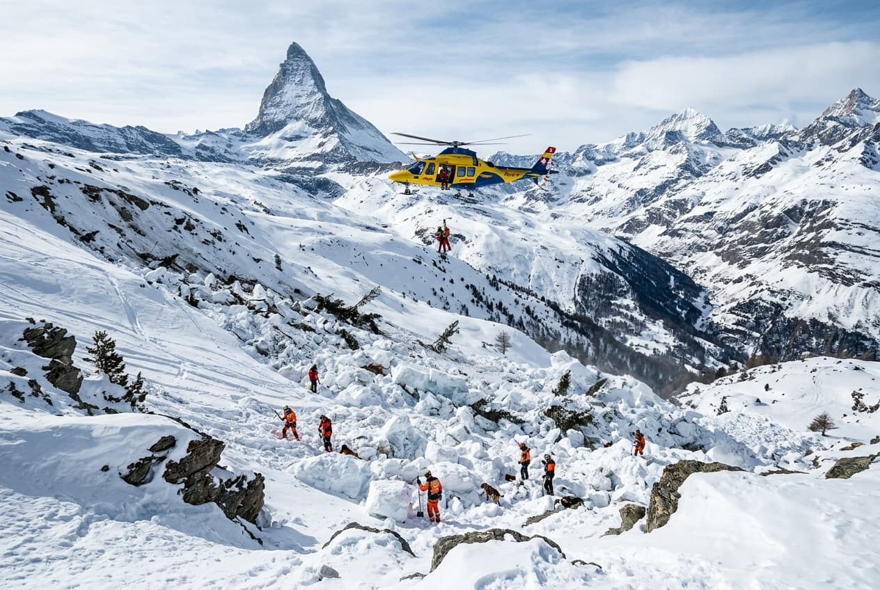 Avalanche Sweeps Away Climbers in Swiss Alps, Killing Two, Leaving One Critically Injured on Icy Slope Avalanche Sweeps Away Climbers in Swiss Alps, Killing Two, Leaving One Critically Injured on Icy Slope