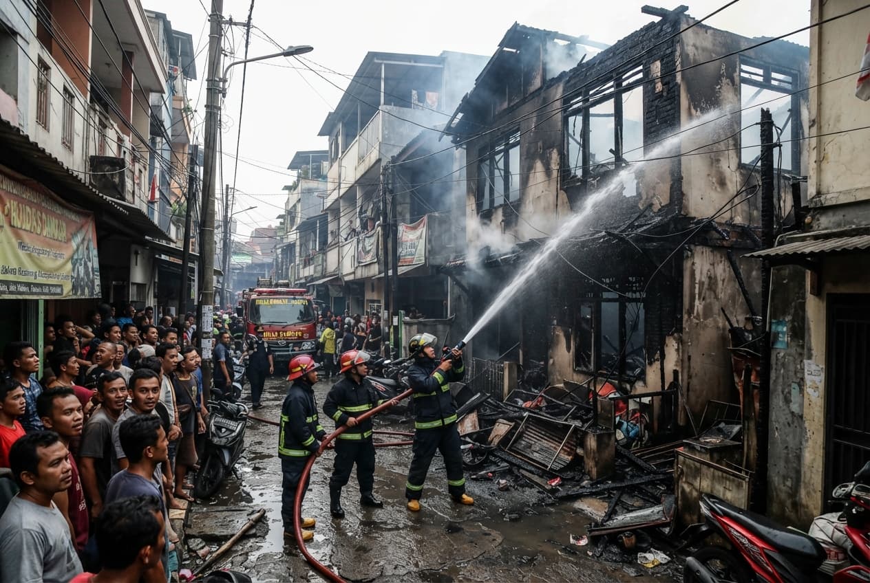 Capital City Fire Disaster: Electrical Fault Ignites Fatal Residential Blaze in Jakarta Today Capital City Fire Disaster: Electrical Fault Ignites Fatal Residential Blaze in Jakarta Today