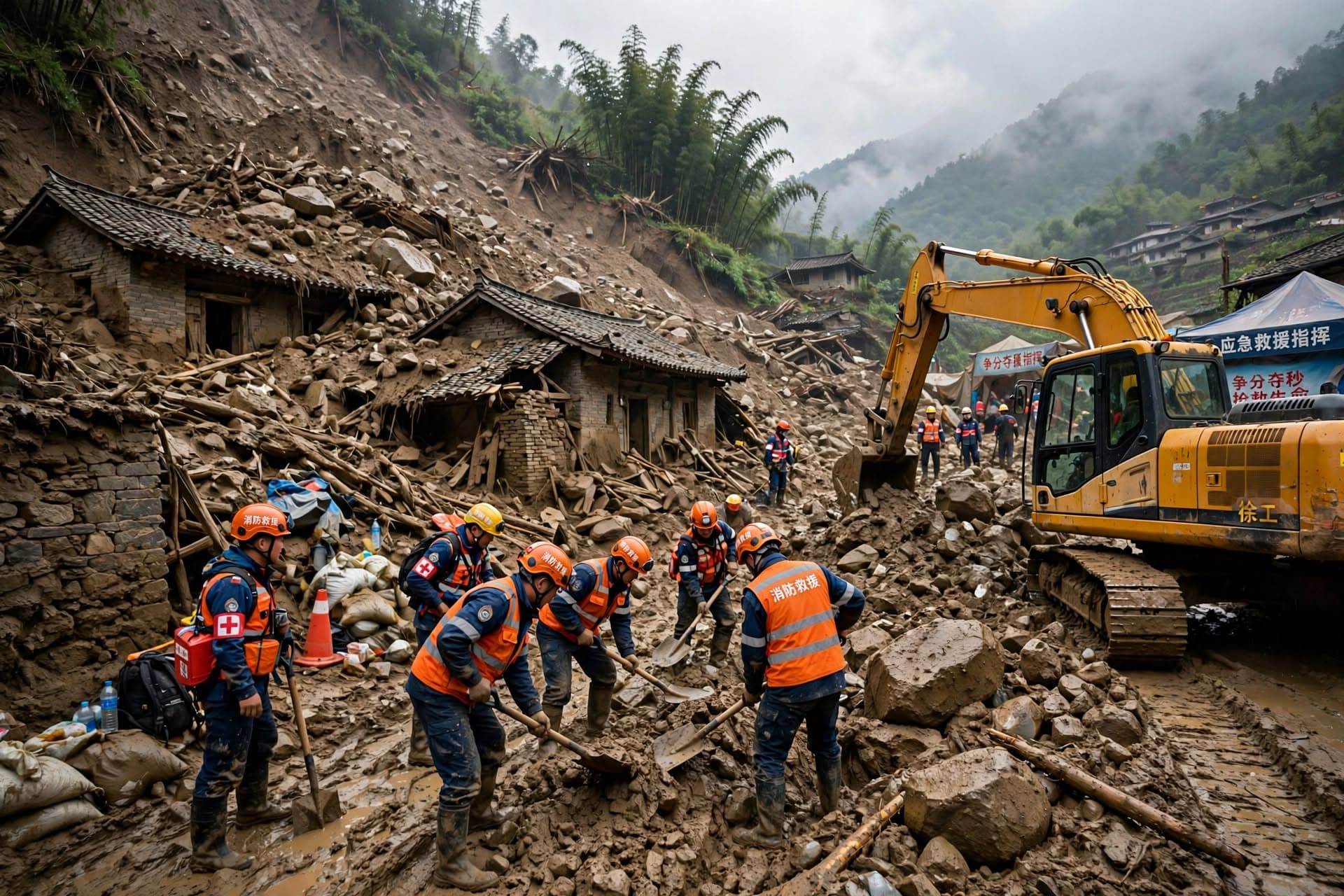 Four Killed in Sichuan Landslide: Rural Housing Buried as Mountain Slope Gives Way Overnight Four Killed in Sichuan Landslide: Rural Housing Buried as Mountain Slope Gives Way Overnight