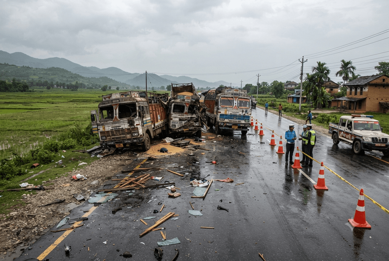 Deadly Truck Crash Paralyzes Route: Rural Highway Infrastructure Crippled Following Major Kapilvastu Collision Deadly Truck Crash Paralyzes Route: Rural Highway Infrastructure Crippled Following Major Kapilvastu Collision