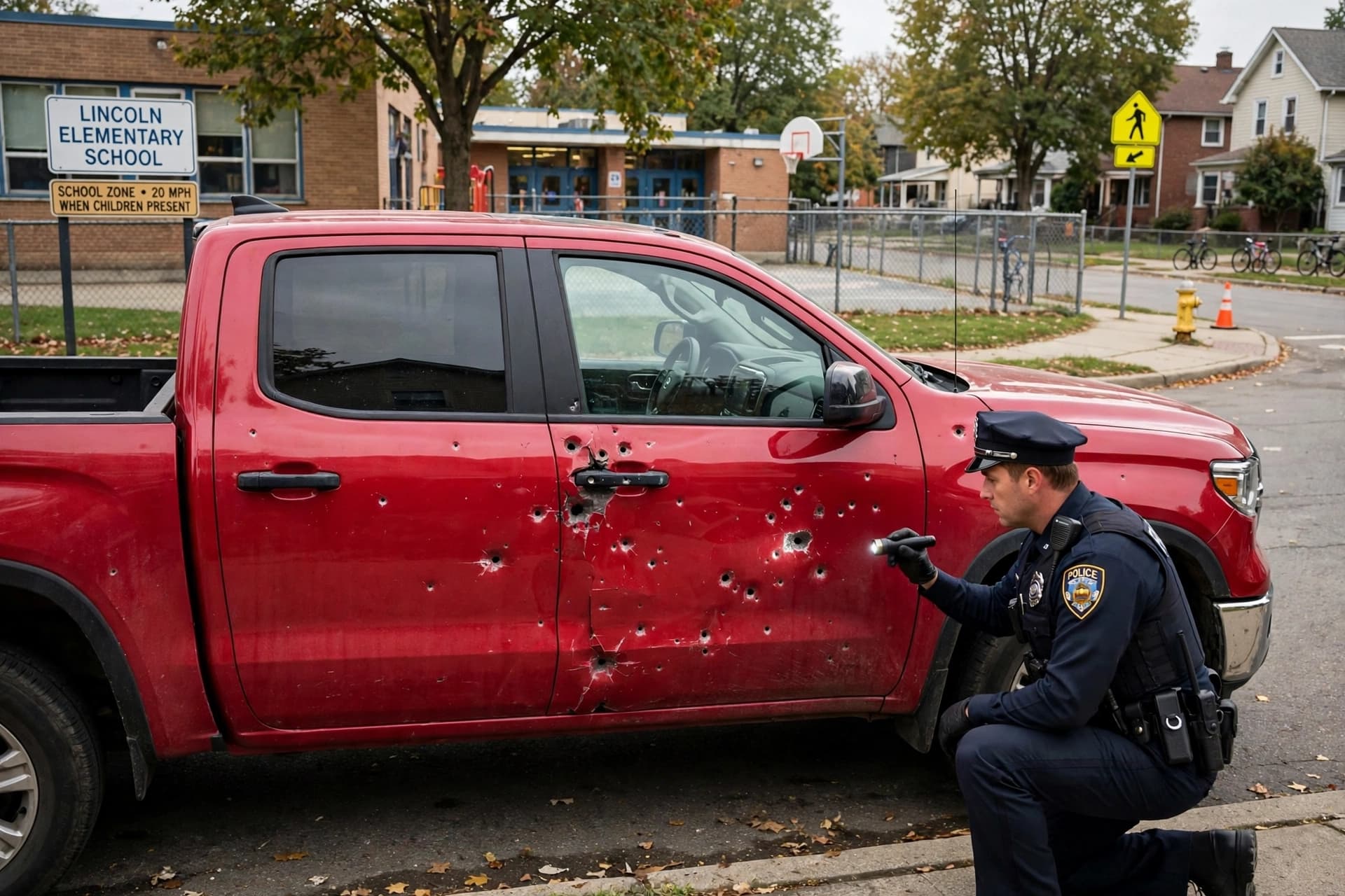 A father in a pickup truck followed the shooter inside A father in a pickup truck followed the shooter inside