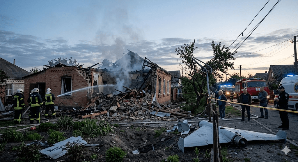 Skyborne Terror: Russian Drone Strike Levels Kyiv Home, Leaves One Injured Skyborne Terror: Russian Drone Strike Levels Kyiv Home, Leaves One Injured
