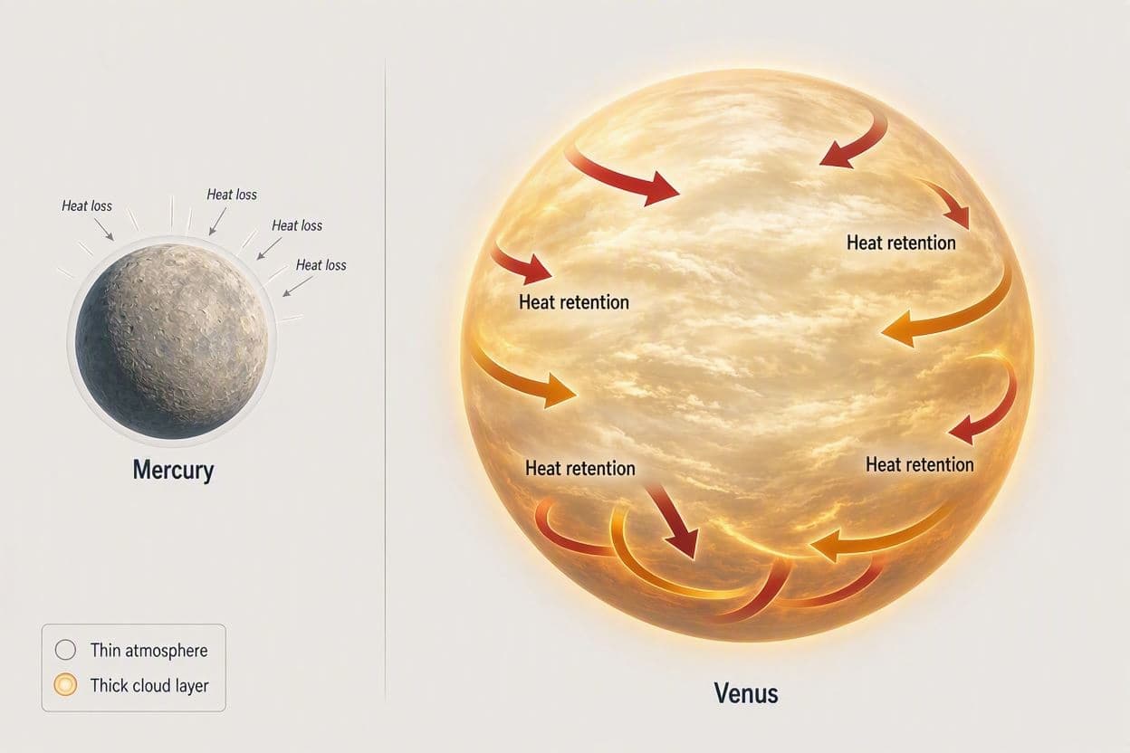 The Greenhouse Trap: Why Venus Outshines Mercury in Heat The Greenhouse Trap: Why Venus Outshines Mercury in Heat