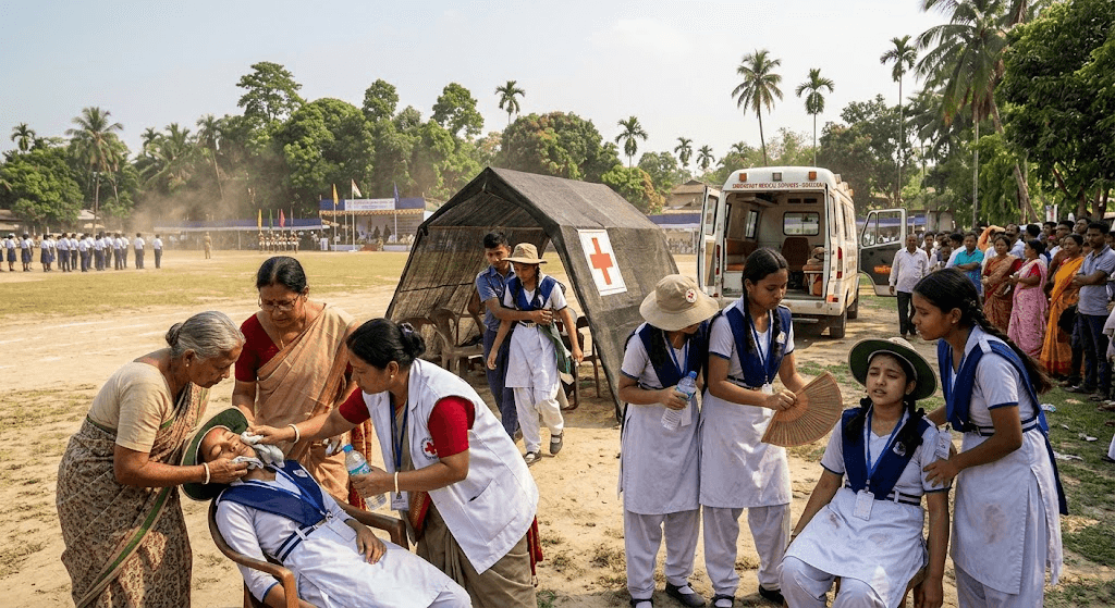 Heatwave Collapses Parade: Multiple Students Faint During Goalpara Independence Day Event Heatwave Collapses Parade: Multiple Students Faint During Goalpara Independence Day Event