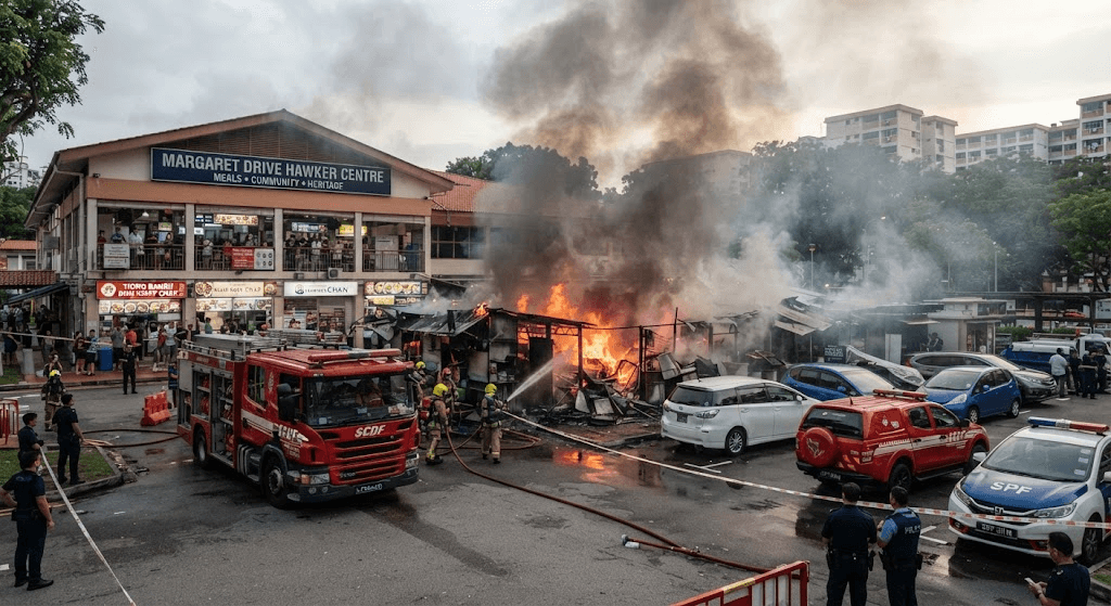 Fire Outbreak Outside Margaret Drive Hawker Centre Leaves 3 Vehicles Damaged Fire Outbreak Outside Margaret Drive Hawker Centre Leaves 3 Vehicles Damaged
