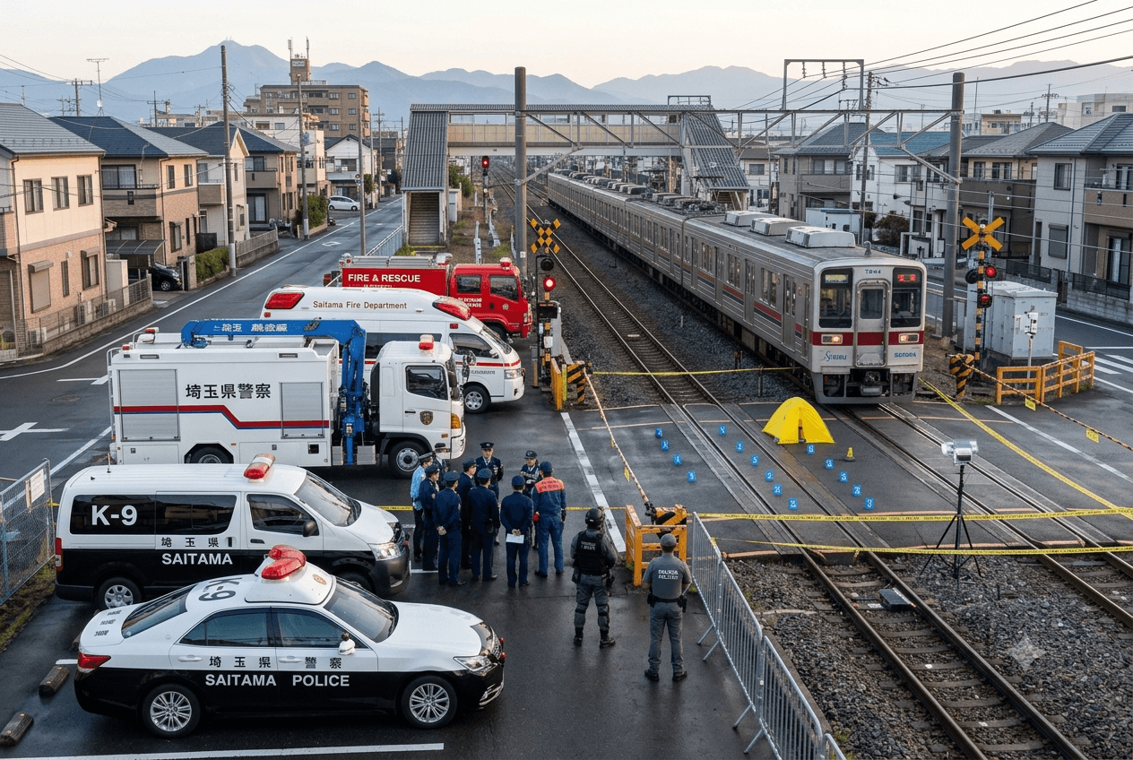 Railway Crossing Tragedy: Express Train Collides With Passenger Vehicle in Saitama Resulting in Fatality Railway Crossing Tragedy: Express Train Collides With Passenger Vehicle in Saitama Resulting in Fatality