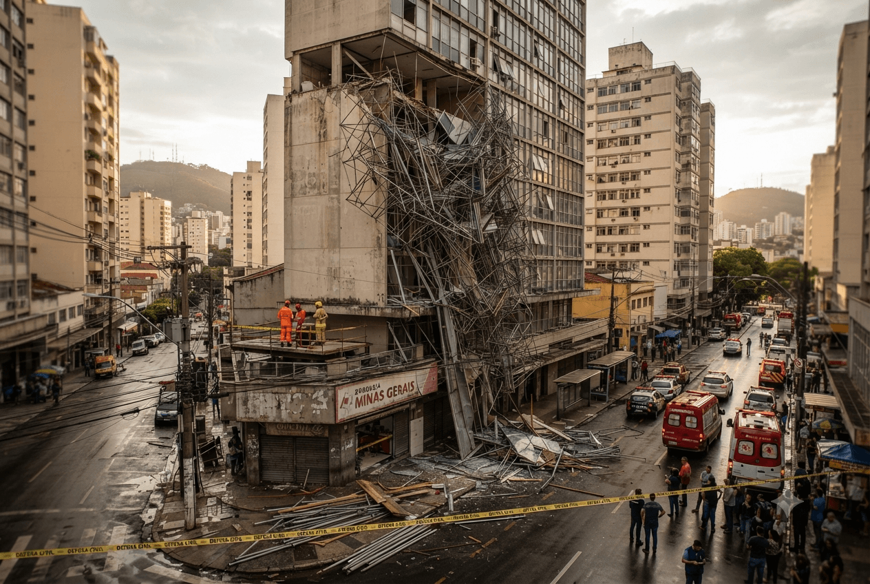 Scaffolding Failure: Structural Collapse at Belo Horizonte Building Site Claims Lives of Two Workers Scaffolding Failure: Structural Collapse at Belo Horizonte Building Site Claims Lives of Two Workers