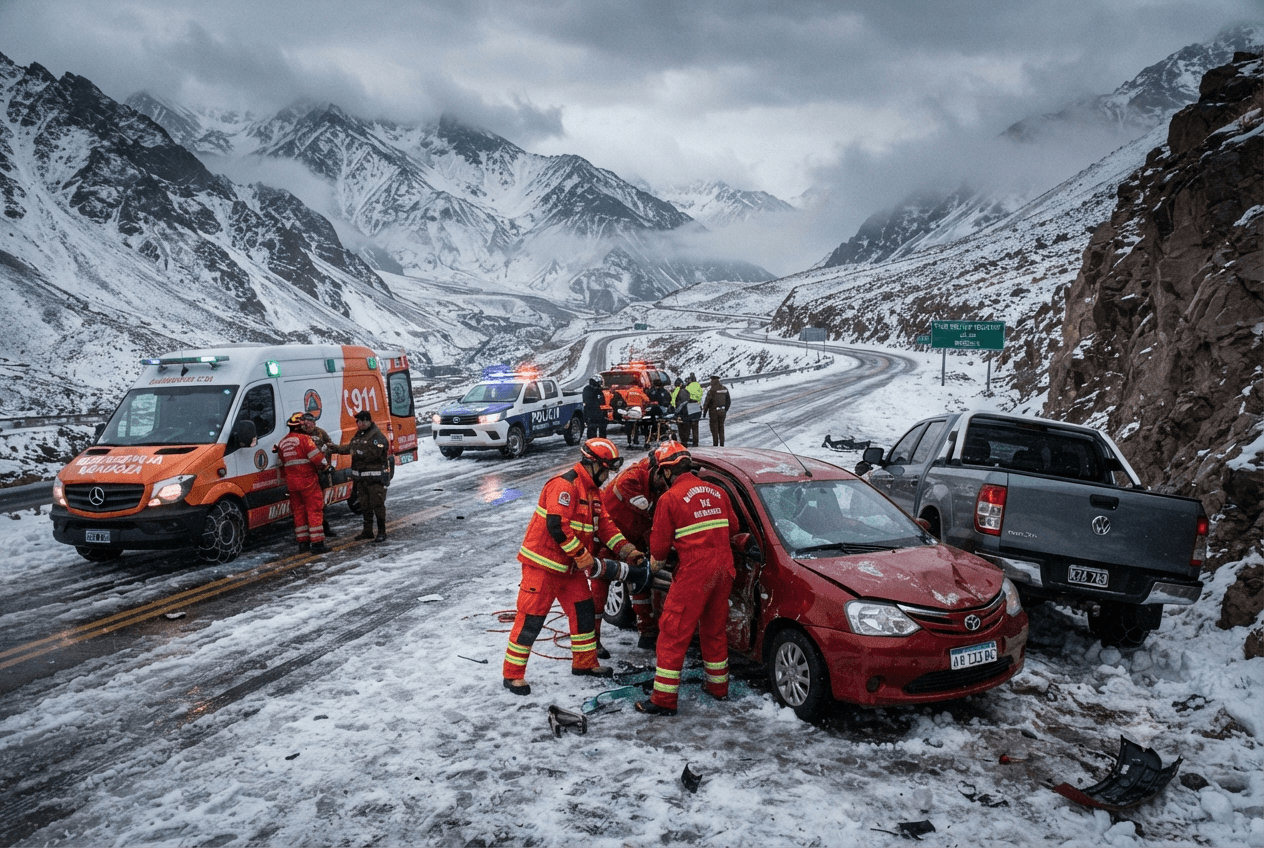 Heavy Snowstorm And Black Ice Cause Mendoza Highway Pileup 5 Dead: Emergency Crews Clear Road Heavy Snowstorm And Black Ice Cause Mendoza Highway Pileup 5 Dead: Emergency Crews Clear Road